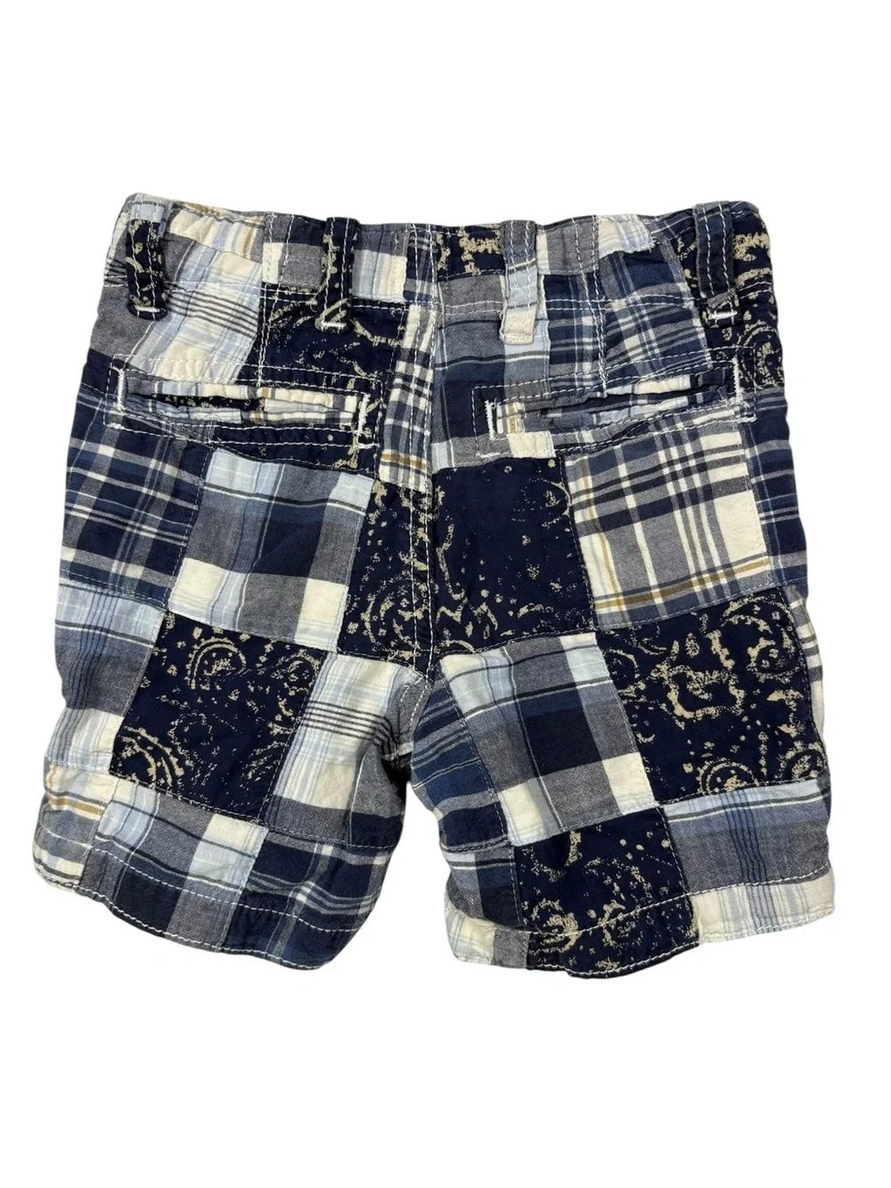 GAP Navy and Cream Patchwork Plaid Shorts | Size 2T